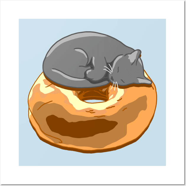 Bagel Cat - Grey Wall Art by CCDesign